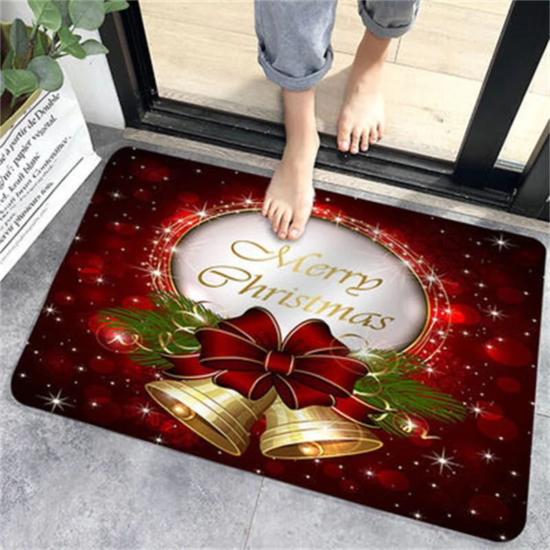 Christmas Polyester Door Mat Personalized Front Door Decoration Home Bathroom Decoration 40x60cm Non-slip Felt Rubber Carpet 70%