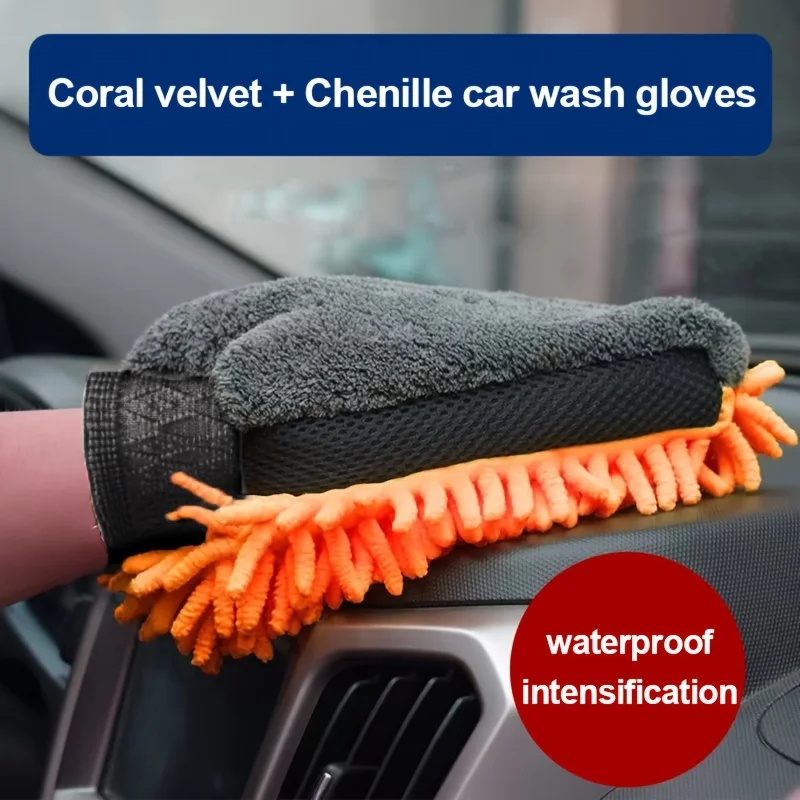 Car Wash Mitts,Chenille Coral Fleece Car Cleaning Tools,Plush Bear Paw,Non-Damage Paint,Car Cleaning Gloves