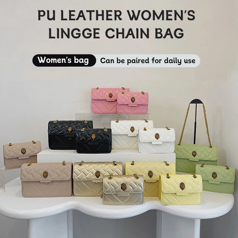 Women's Bag Metal Chain Pack High Quality Leather Rhombic Lattice Crossbody Underarm Female Bags Fashion Niche New Style