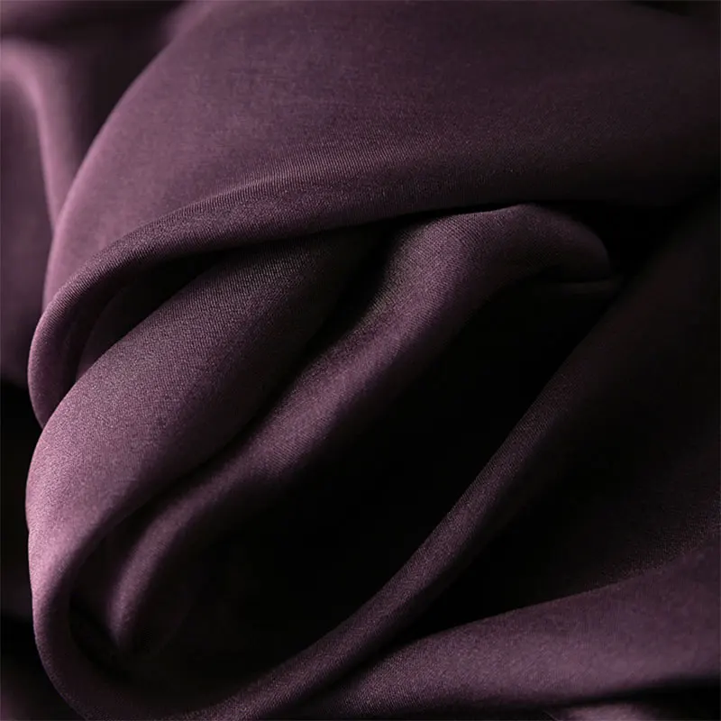 Women Silk Skirt 100% Mulberry Silk Purple With Double Lining Summer Beach Elastic Waist Vacation Skirts Office Lady Party MM795 6