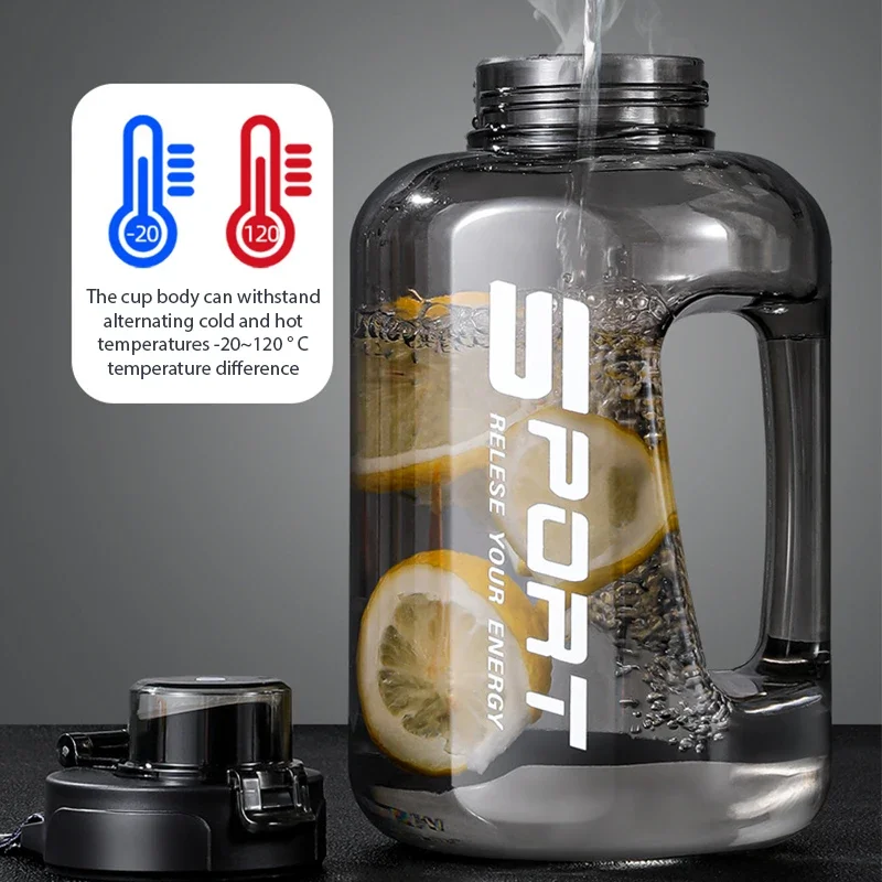 1.2L/2.5L Large-Capacity Sports Water Bottle Straw Pot Belly Cup Ton Ton Bucket Students Plastic Space 1 2 Liters Keeps Col