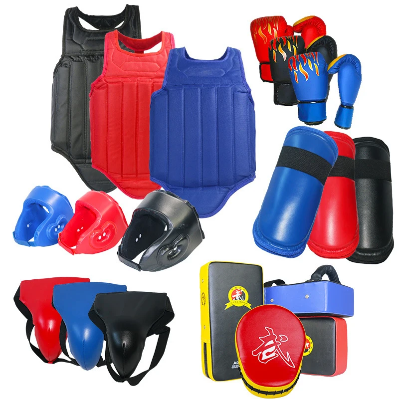 Boxing Protective Gear Set Flame Mesh Durable Adult Old Children Full