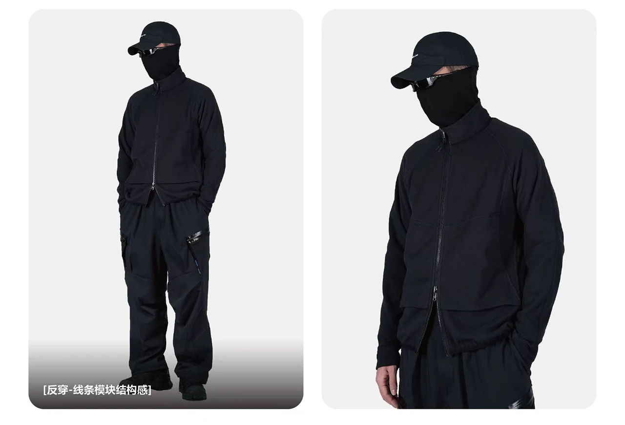 Reindee Lusion 25aw Two-side PolartecThermalPro fleece inner jacket stand collar x-shape cut back techwear gorpcore