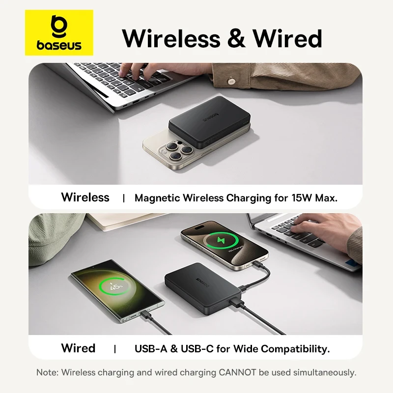 Baseus Qi2 Magnetic Power Bank 10000mAh 15W Wireless Charging 22.5W Wired Charge For iPhone 16 15 14  Pro Max Magnetic Powerbank 5