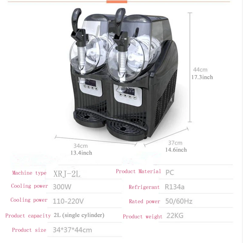 Snow Melting Machine Double Cylinder 6L*2 Mini Snow Melting Machine Small Commercial Slush Machines