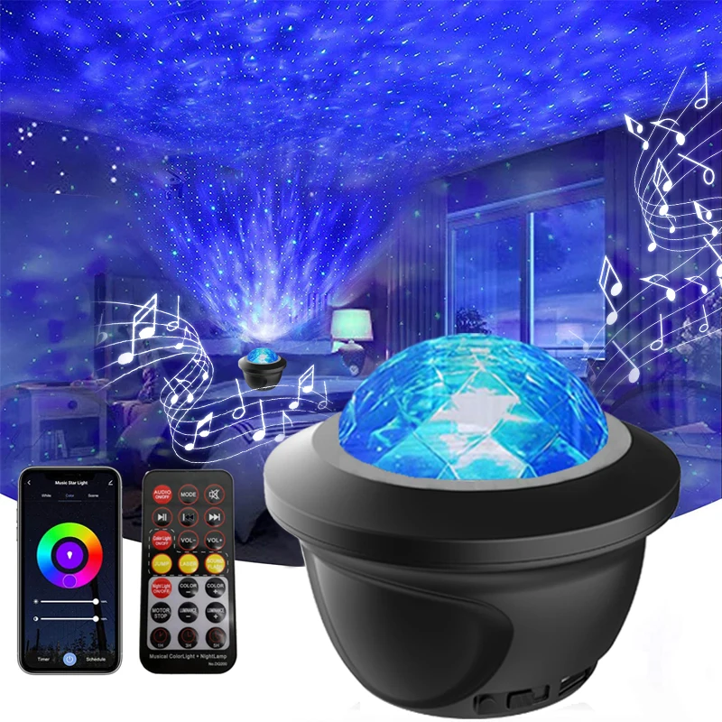 Starry Night Projector Night Light - 14 Different Lighting, Automatically Shuts Off, with Bluetooth Speaker