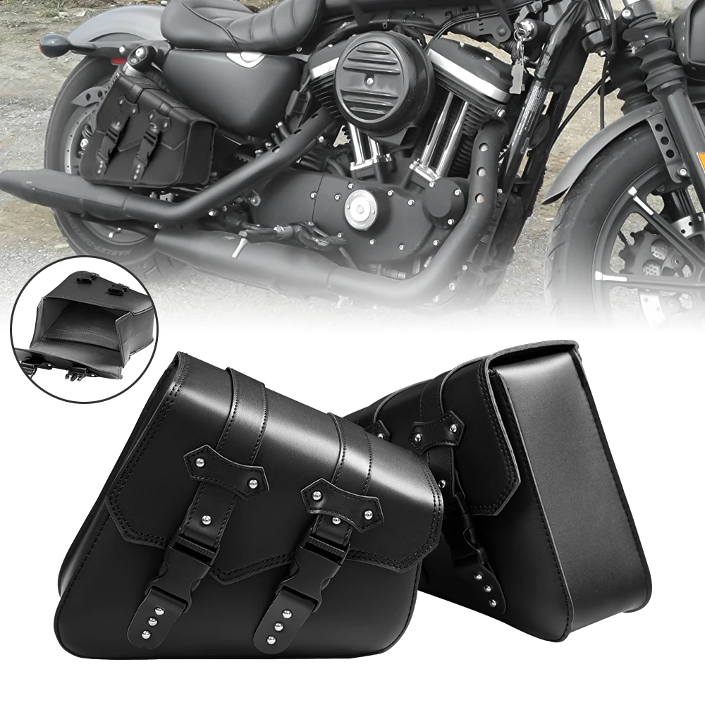 

1 Pair Motorcycle Side Saddlebags PU Leather Waterproof Saddle Bag Luggage Storage