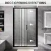 44""-48"" W X70 H Tri-Fold Sliding Shower Door, Glass Shower Door With 1/4"" (6Mm) Clear Sgcc Tempered Glass,Matte Black 3