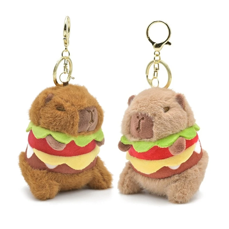 봉제 Capybara CarKey 장식품 귀여운 동물 인형 열쇠 펜던트 학교 가방 장식