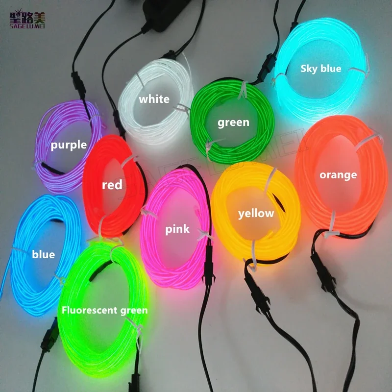 3V 5V 12V 2M/3M/5M neonové lehký tančit večírek dekorace lehký neonové LED lampa pružné EL drát lano trubice vodotěsný LED svléknout se