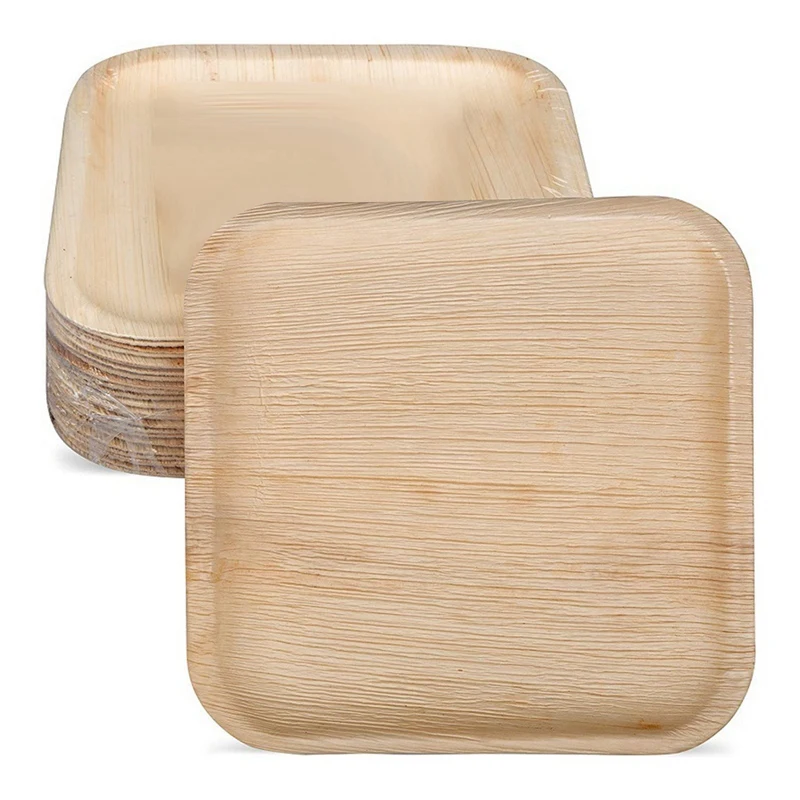 T03C!-25 Disposable Palm Leaf Plates, 8Inch(20Cm) , Eco Friendly Biodegradable Compostable Plates
