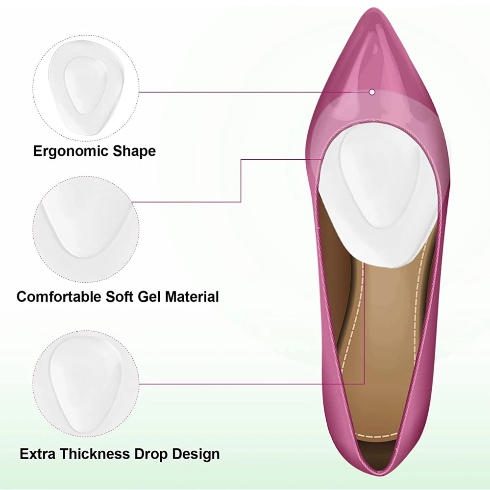 6Pcs Silicone Foot Pads for Women High Heels Shoes Non-Slip Half Insoles for Sandals Feet Pain Relief Inserts Gel Forefoot Pad