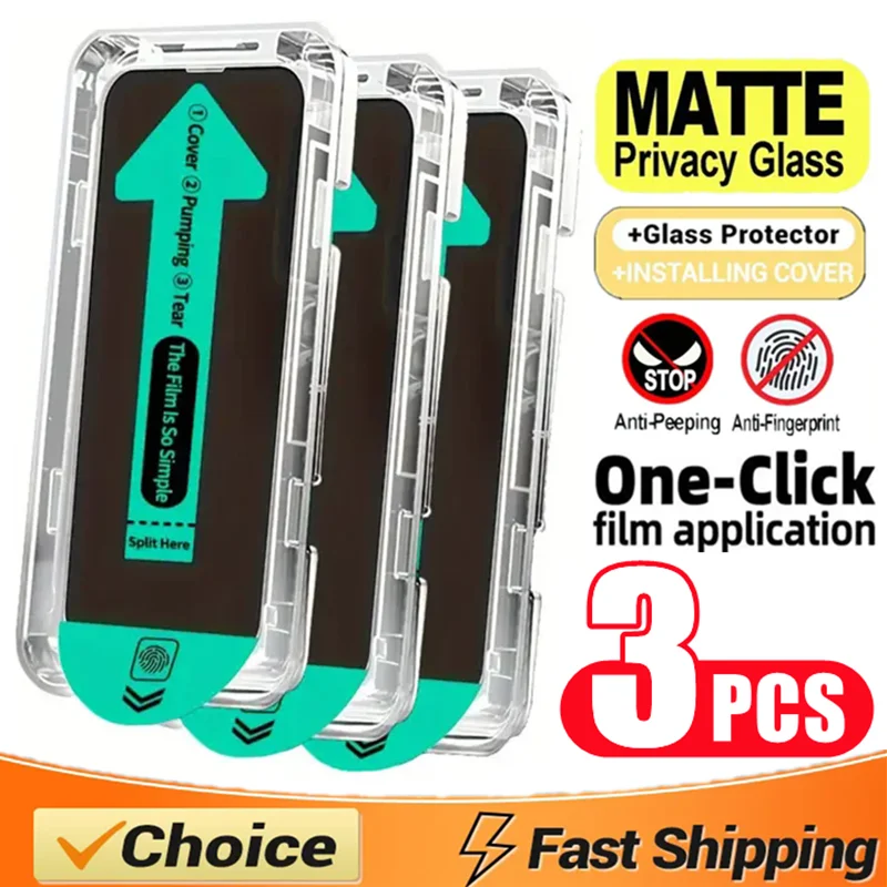 Oleophobic Matte Privacy Screen Protector – 3-Pack, Dust-Free & Easy Installation