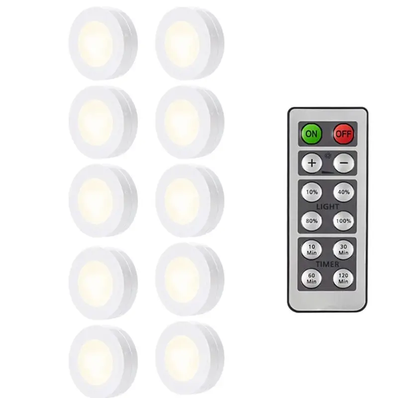 LED Puck Light Wireless Under Cabinet Lights with Remote Control Dimmable Battery Powered Night Lamp for Kitchen Closet Wardrobe - Image 13