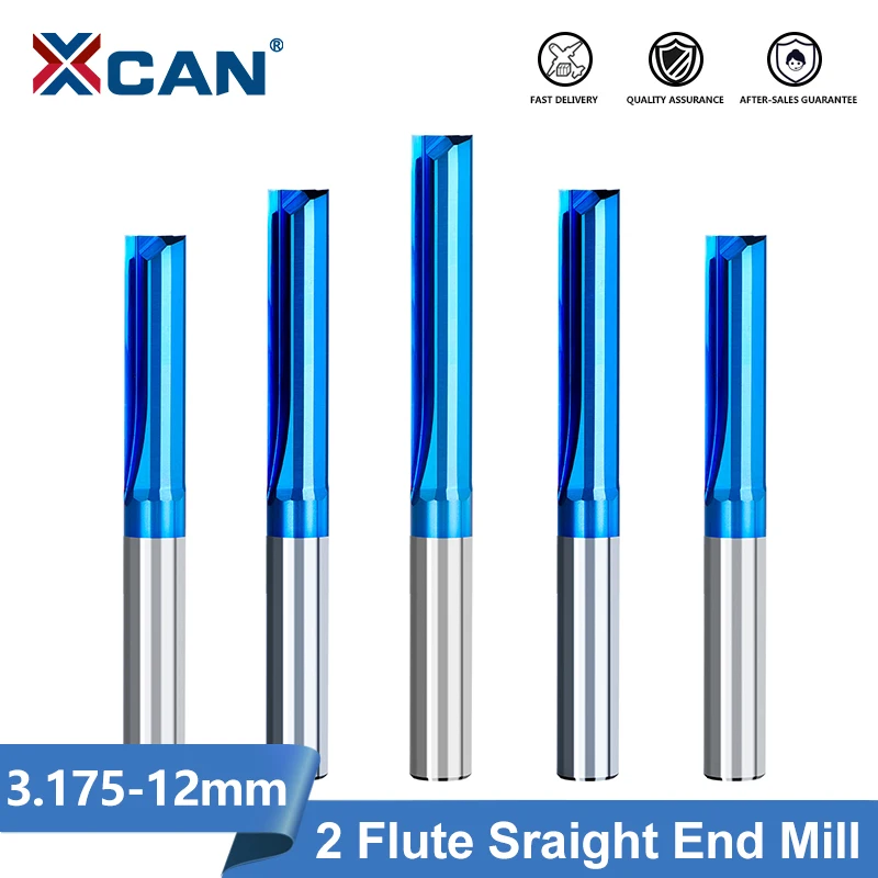 Xcan 2 Flöten fräser CNC-Bit Hartmetall-CNC-Fräser Fräs werkzeug 1 Stk. 3.175/4/6/8/10/12mm Schaft fräser mit geradem Schlitz