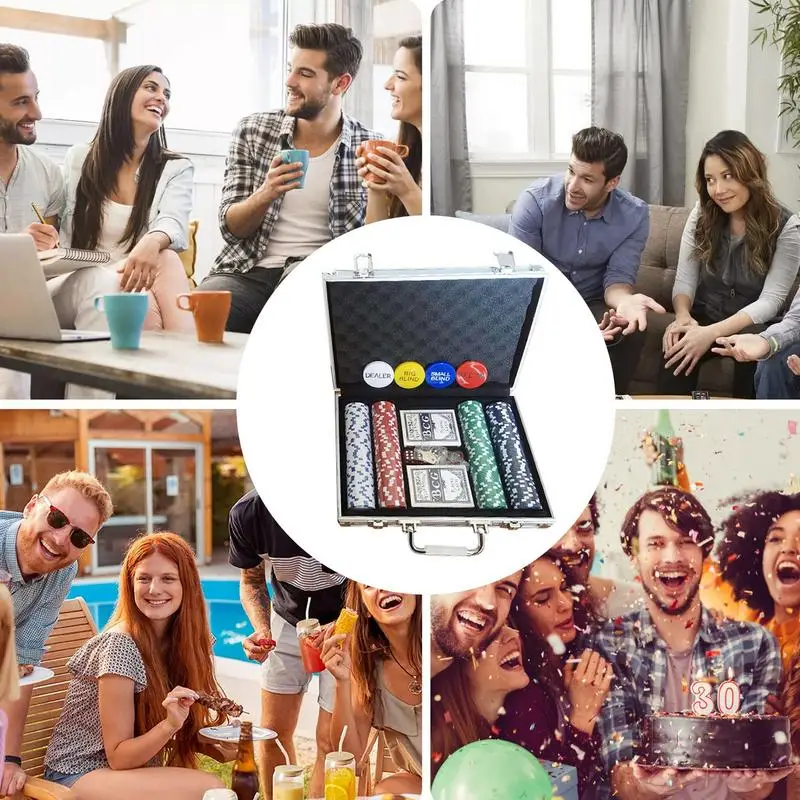Poker Chips 100PCS Poker Chip Set with Organizer for Texas Hold'em Blackjack Boardroom Recreation Entertainment Poker Accessories Portable