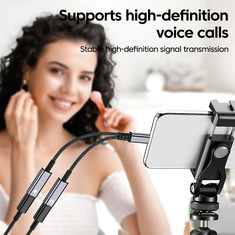 타입-C 듀얼 타입-C 헤드폰 잭 오디오 케이블 2 in 1 PD60W 고속 충전 OTG 어댑터 아이폰15 16 삼성 태블릿 노트북용