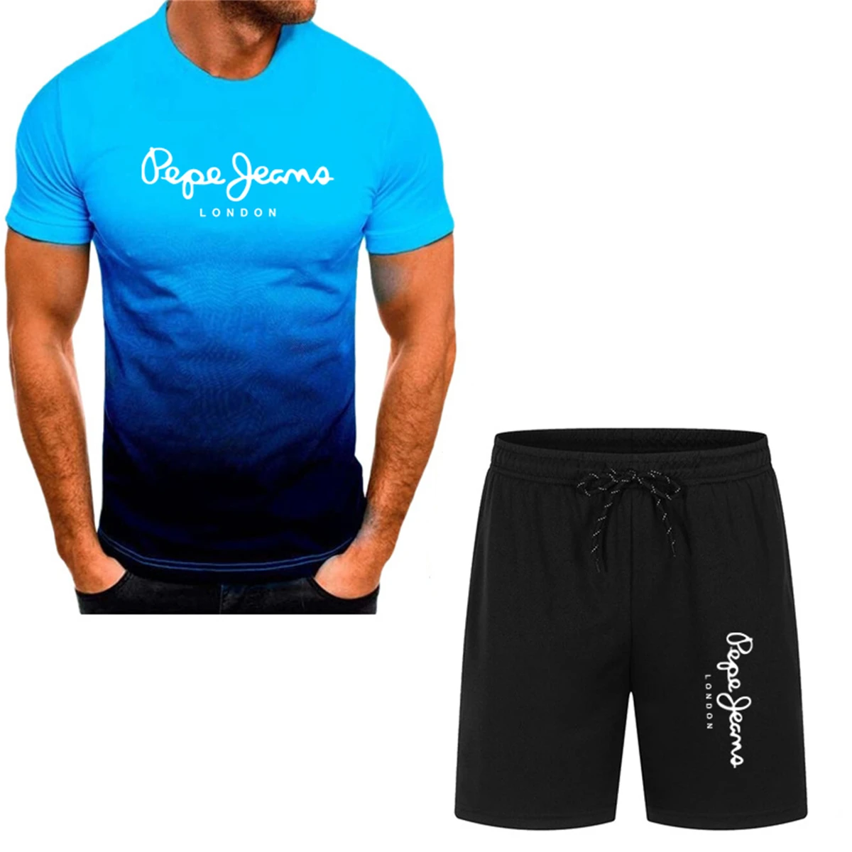 2024 Summer men's suit casual short-sleeved + shorts quick-drying T-shirt fashionable men's sportswear