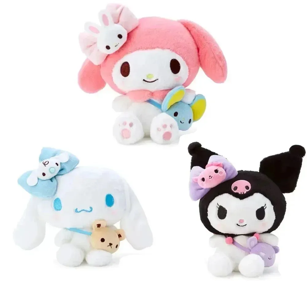 Sanrio Plush Toys Kawaii Hello Kitty My Melody Room Decor Kuromi Plushie Cinnamoroll Doll Plush Keychain for Christmas Gifts