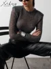 Thin Hollow Out Knit Sweater Women Spring Summer Slim White Long Sleeve Transparent Knit Short Tops Black Women's Pullovers 4