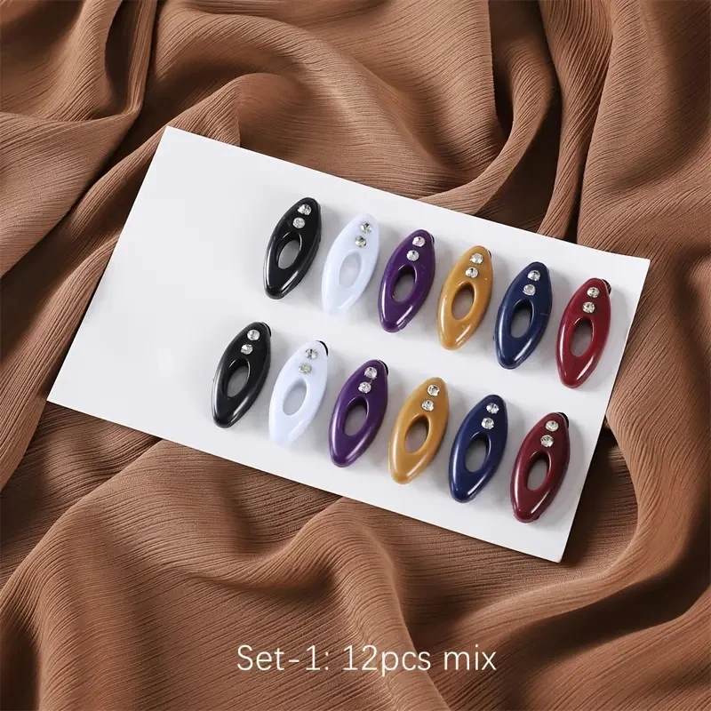 12Pcs/Box Plastic Safety Brooch Pins Hijab Pins Clips with for Rhinestone  Safety