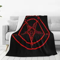 Inverted Pentagram With Baphomet Goat Blanket Flannel Lightweight Sofa Throw Blankets For Home Bedroom Office Throws Bedspread 2