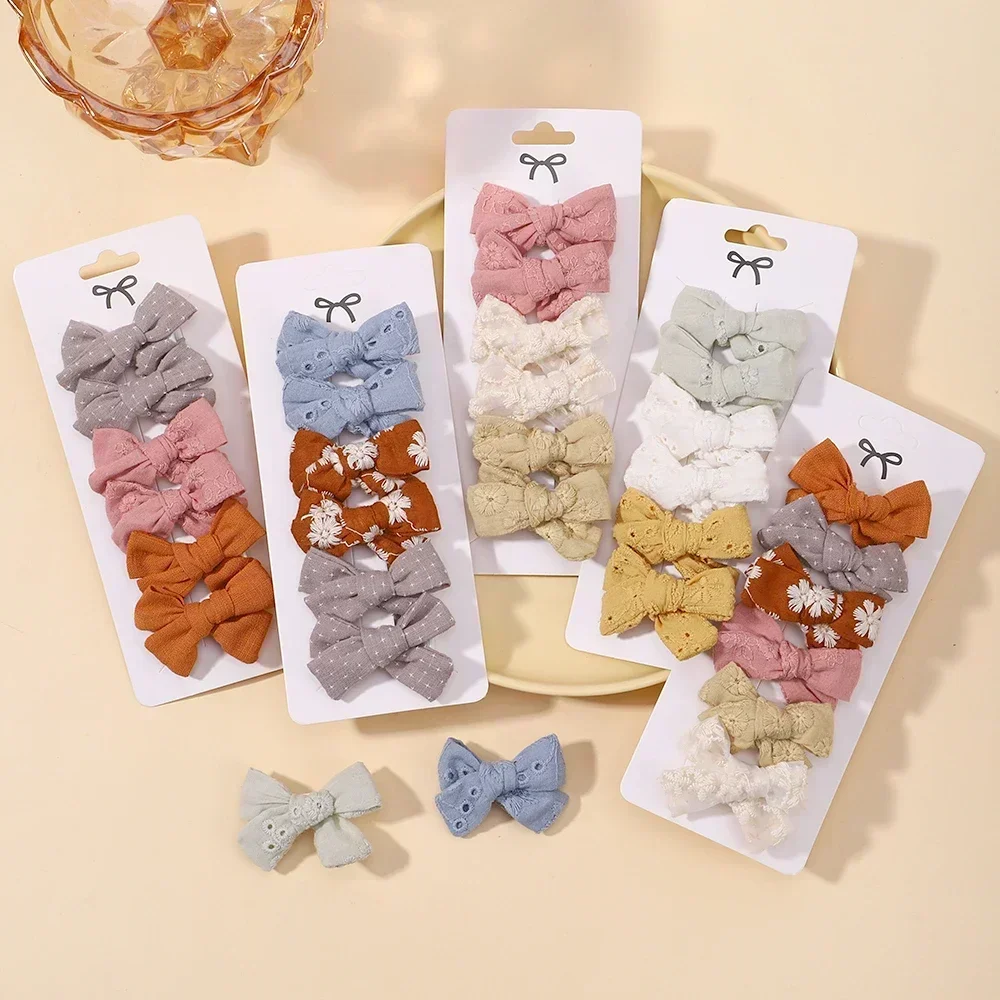 

4/6Pcs Bows Hair Clips Solid Color Bows for Baby Girls Leather Butterfly Hairpins Barrettes Toddler Headwear Hair Acesssories