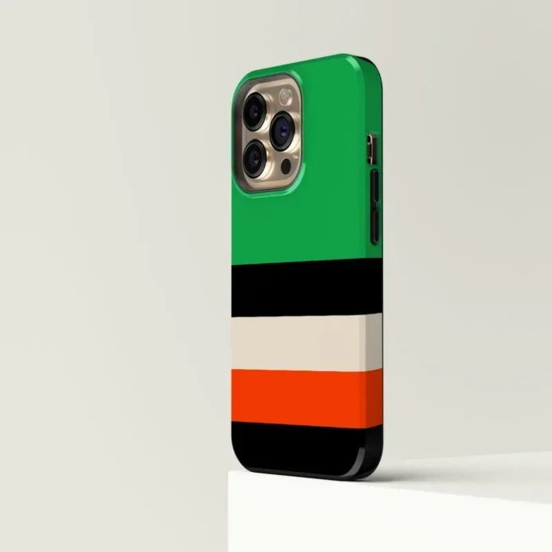 Luxury Double-Layer Striped Green Phone Case Back Cover
