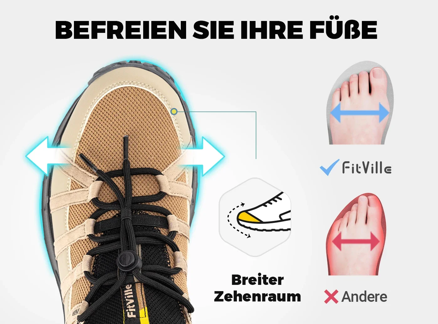 FitVille Breite Slip-On-Schuhe für Herren, zum Gehen, Wandern, Schuh, Outdoor, Trekking, Loafer, Fußgewölbeunterstützung, rutschfest, breite Zehenbox – Detail 10