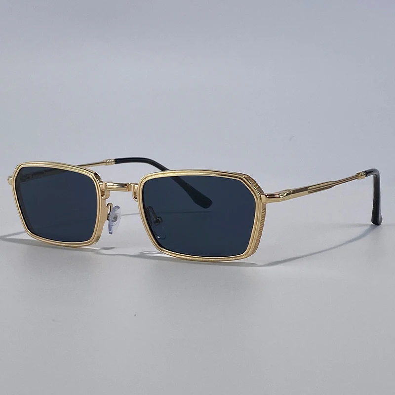Kleine Punk-Polygon-Sonnenbrille für Herren 2026 – Luxusmarke Steampunk Quadratische Metallbrille für Männer – Vintage-Fahrerbrille mit UV400-Schutz – Detail 11