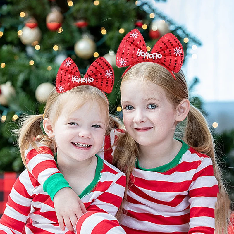 Christmas Headbands Cute Xmas Hair Hoop Santa Claus Hair Band Reindeer Snowman Head Hat Toppers Funny New Year Holiday Party