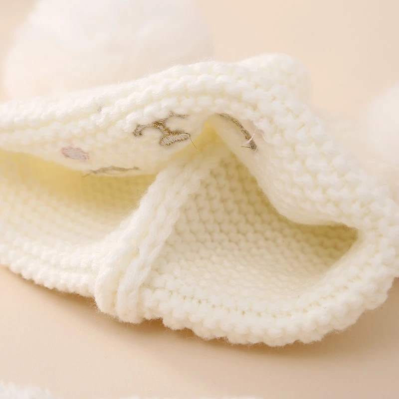 New Autumn Winter Baby Warm Hat Scarf Set Two Hair Balls Baby Hat Cartoon Knitted With Fleece Scarf Two-piece set