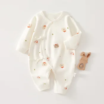 AYNIGIRLL بذلة للأطفال حديثي الولادة من 0 إلى 6 عث ملابس على شكل فراشة طوال الموسم ملابس قطنية نقية بذلة أطفال لطيفة 3