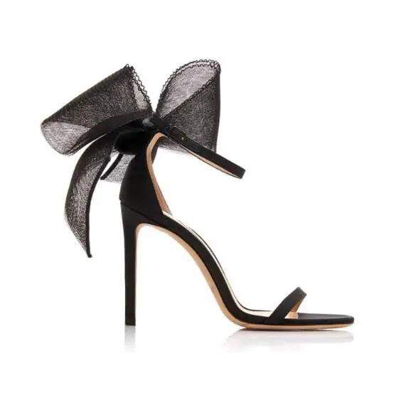 

Moraima Snc Fashion Open Toe Ankle Strap Women Sandals Summer Mesh Grid Big Butterfly-knot High Heel Shoes Lady Dress Heels
