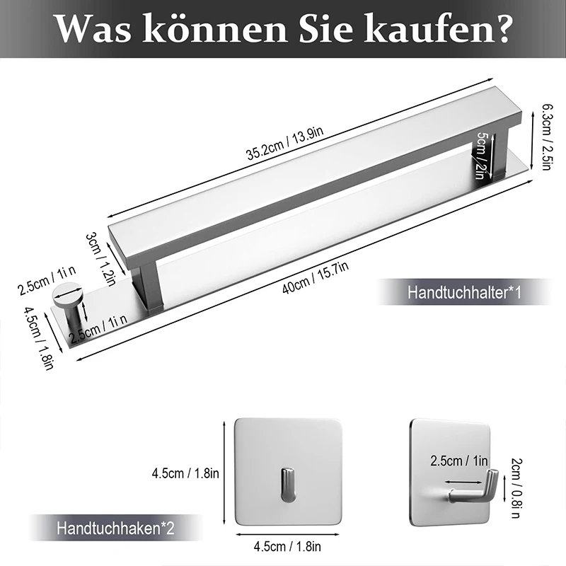 Self-Adhesive,No Drilling,Easy to Install,Towel Holder,Guest,Bathroom,Towel Holder