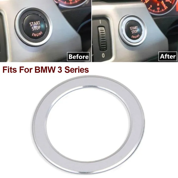

Durable Car Decor Switch Decoration Trim For BMW 3 Series E90 318 320 325i 2006-12 Alloy Car Start Stop Push Button Stickers