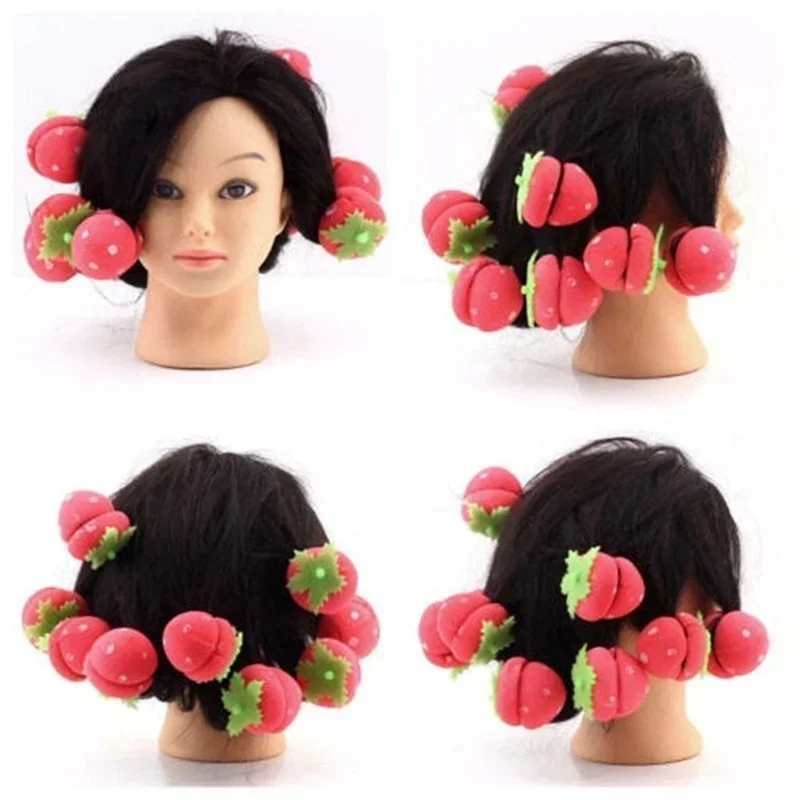 6pcs/12pcs New Sponge Curler Foam Strawberry Ball Cute Big Wave Modeling Tool Accessories Are Very Soft Without Hurting Hair