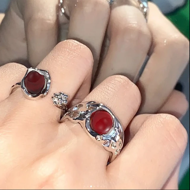 viking rings jewelry red stone stainless| Alibaba.com