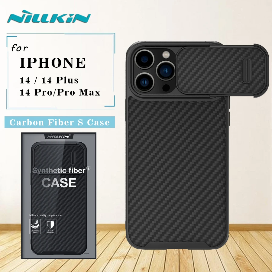 

Чехол Nillkin из углеродного волокна для IPhone 13 14 Plus Pro Max, защитная задняя крышка для объектива камеры iPhone 14 Plus Pro Max для мужчин