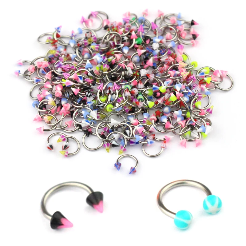 10pcsAcrylicHorseshoeSeptumRingsCircularBarbellLipLabret