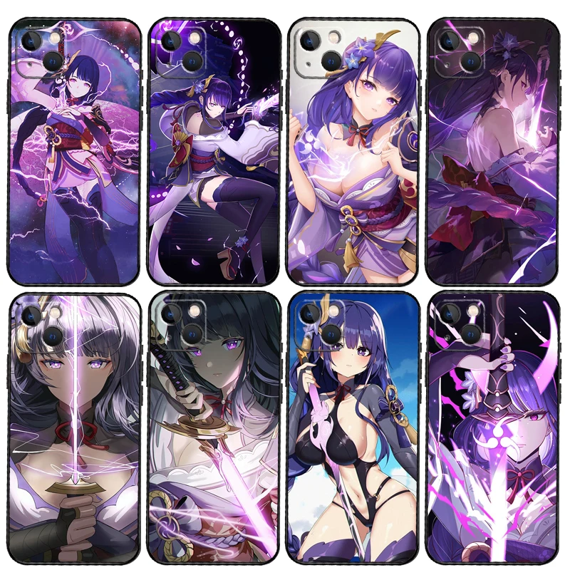 Baal Raiden Shogun Genshin Impact Custodia Morbida Per Iphone 14 15 13 11 12 Pro Max Mini X Xr Xs Max 8 7 Plus Se 2020 Full Cover