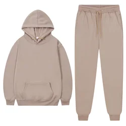 Men's Tracksuit Winter Fleece Sports Suit For Men 2023 Oversize Hooded Trouser Autumn Winter Fleece Female Warm Suits Unisex