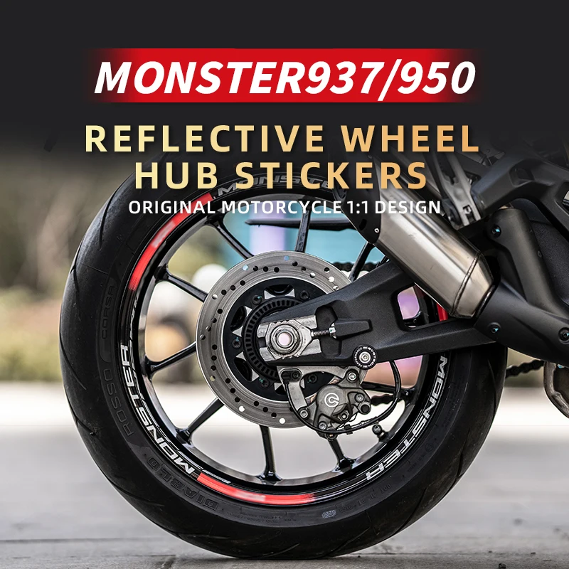 Used For DUCATI MONSTER937 957 Motorcycle Accessories Wheel Hub Stickers Kits Of Bike Decoration Refit Reflective Decals maisto 1 12 simulation models kawasaki ducati bmw ktm motorcycle ornaments cool collection decoration boy toys festival gifts