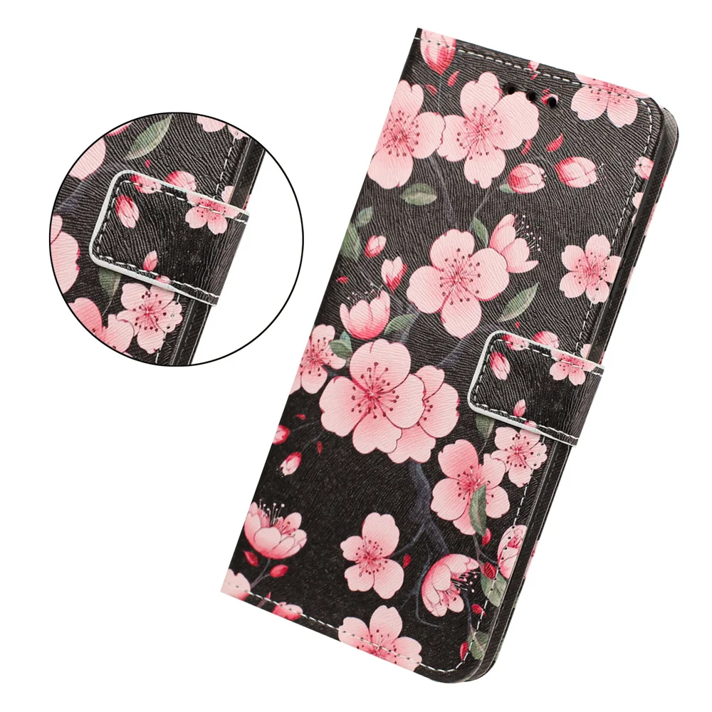 Floral Leather Flip Phone Case with Strap - Fashionable Protective Cover