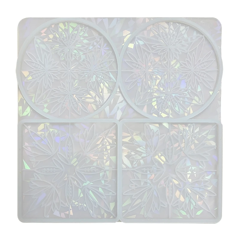 

DIY Silicone Coaster Mould Stylish Style Holographic Coaster Resin Molds Round Rectangle Cup Mat Epoxy Mold Home Decor 57BD