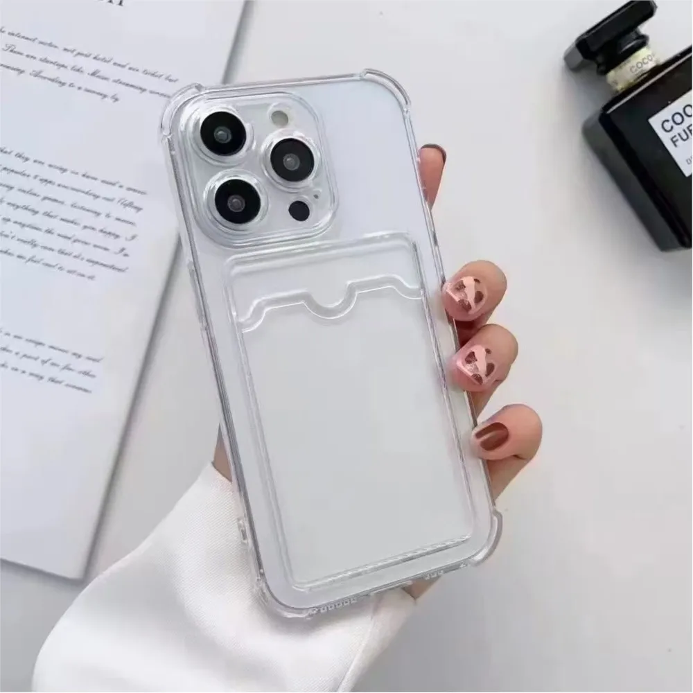 Clear Shockproof Wallet Card Phone Case with Enhanced Protection