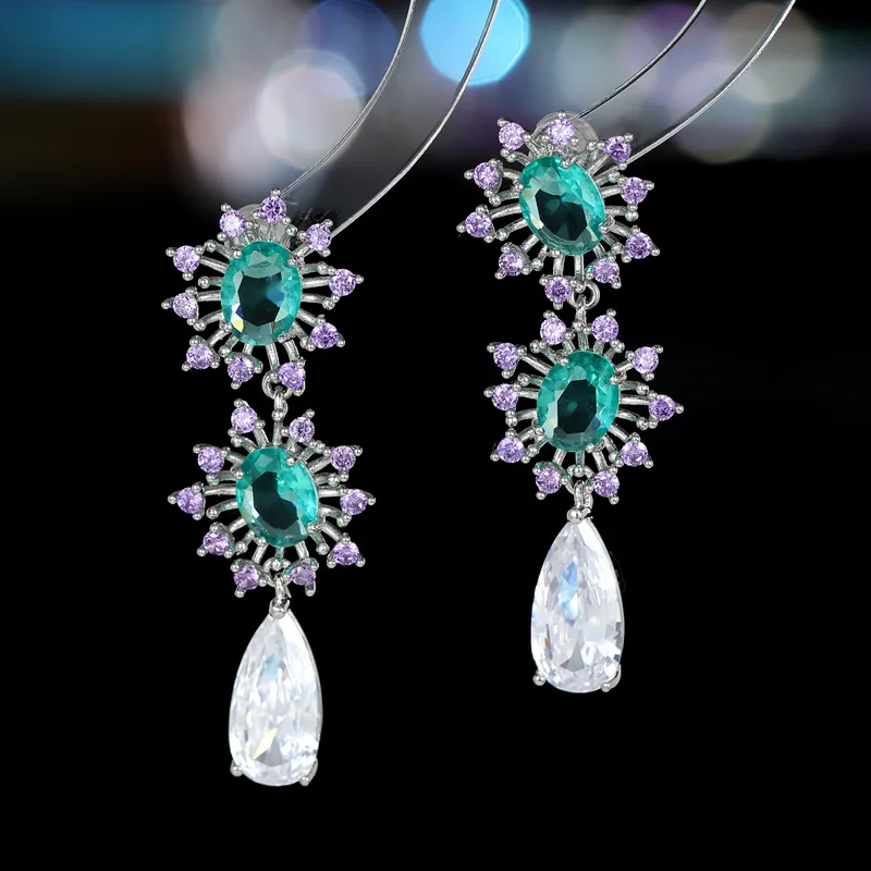 French Retro Design Statement Wedding Party Stone Water Drop Earrings 925 Silver Needle Luxury Brand Dangle Jewelry