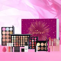 Kit de maquillage coffret cadeau beauté fard à paupières Palette Eyeliner rouge à lèvres Mascara brosse maquillage ensemble complet pour femmes femme débutante étudiant 3