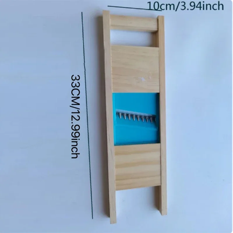 Wooden Home Chip Shred Potato Vegetable French Gadget Cutter Grater Slicer Stainless Potato Grid Slicer Wavy Cut Flower Knife