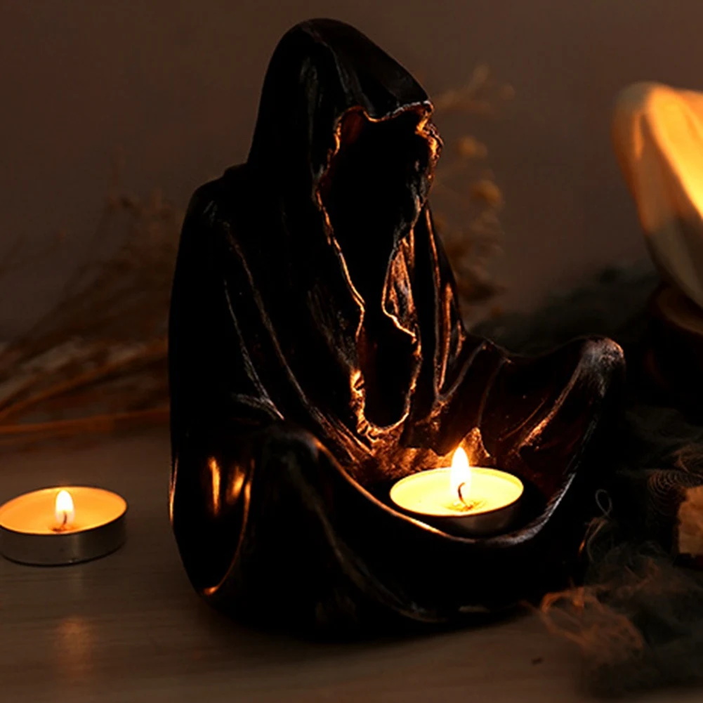 Black and white ghost candle holder for spooky seasonal styling